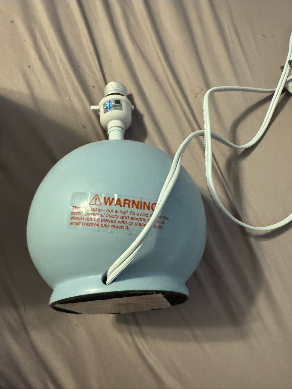 Like NEW Babies R Us Blue Elephant Nursery Lamp with Striped Shade. Timeless. - Picture 4 of 8